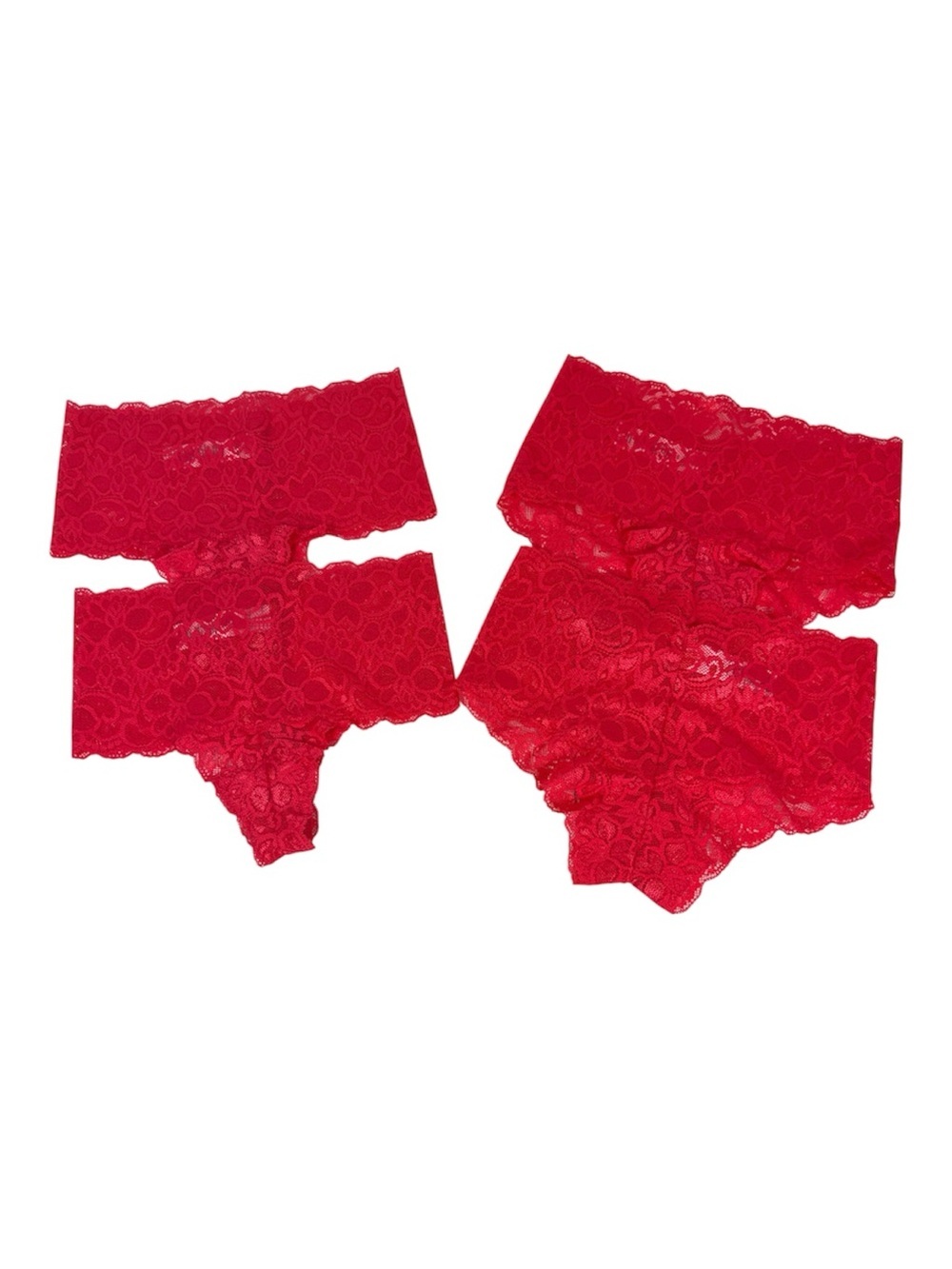 Quince Sz XS Lace Panty Bundle of 4 Coral NWOT